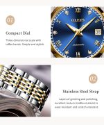 OLEVS Automatic Watches for Women Classic Diamond Ladies Self-Winding Wrist Watch Gold Stainless Steel Date Day Female Watch Gift - Image 5